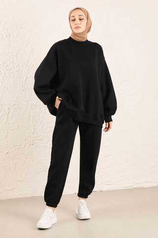 Oversize Düz Sweat Siyah - 1