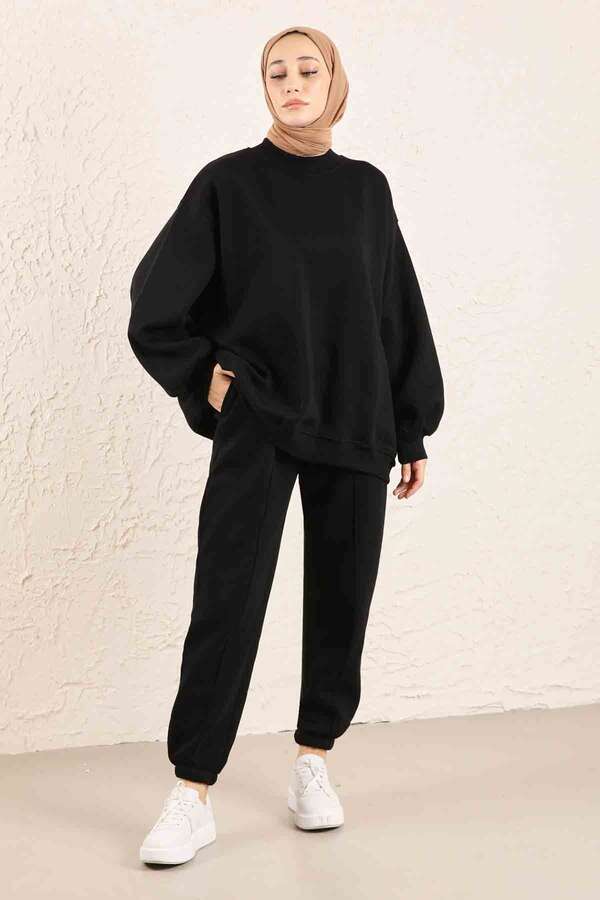 Oversize Düz Sweat Siyah - 1