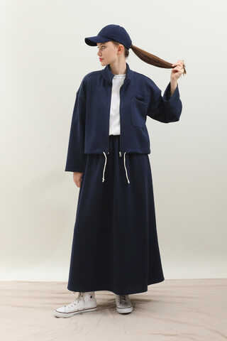 Oversize Etekli Spor Takım Lacivert - 1