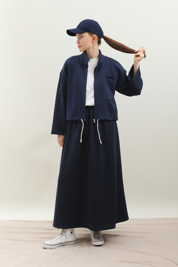 Oversize Etekli Spor Takım Lacivert - 1