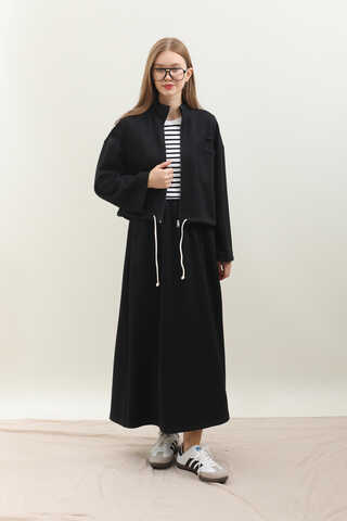 Oversize Etekli Spor Takım Siyah - 2