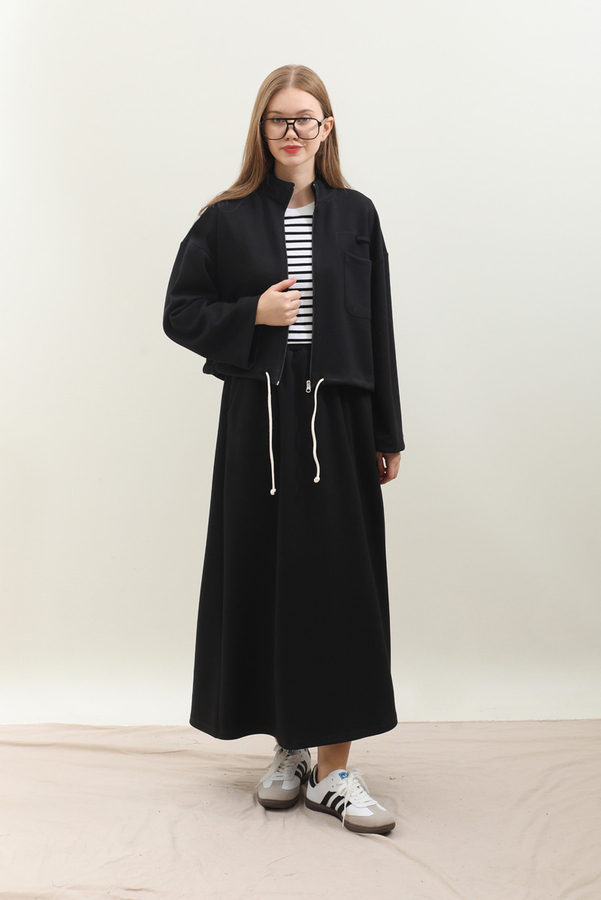 Oversize Etekli Spor Takım Siyah - 2