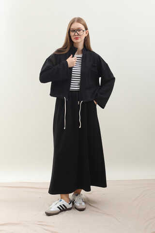 Oversize Etekli Spor Takım Siyah - 4