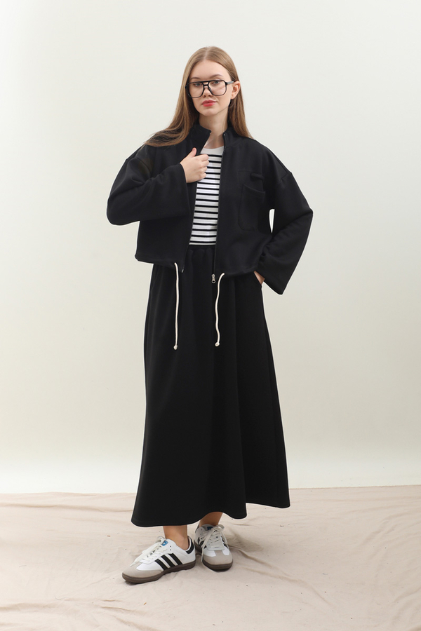 Oversize Etekli Spor Takım Siyah - 4