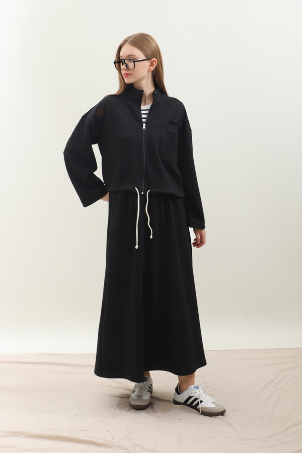 Oversize Etekli Spor Takım Siyah - 5