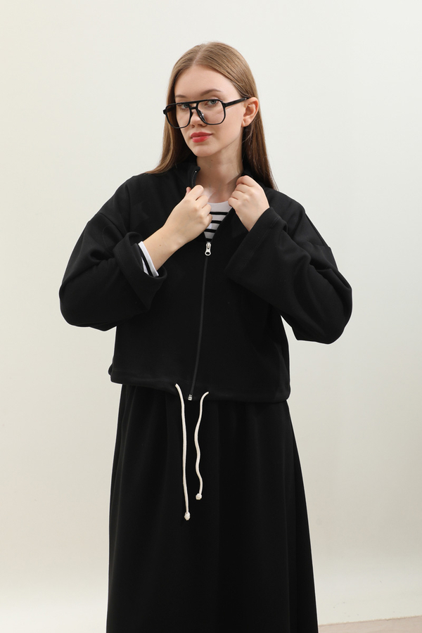 Oversize Etekli Spor Takım Siyah - 1