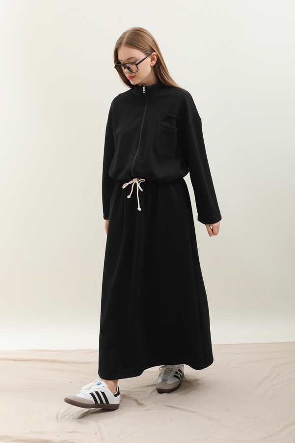 Oversize Etekli Spor Takım Siyah - 7