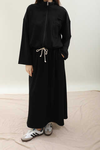 Oversize Etekli Spor Takım Siyah - 9