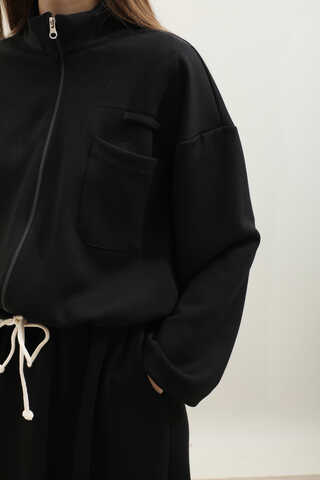 Oversize Etekli Spor Takım Siyah - 11