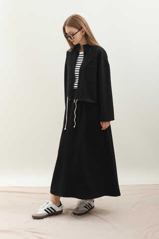 Oversize Etekli Spor Takım Siyah - 3