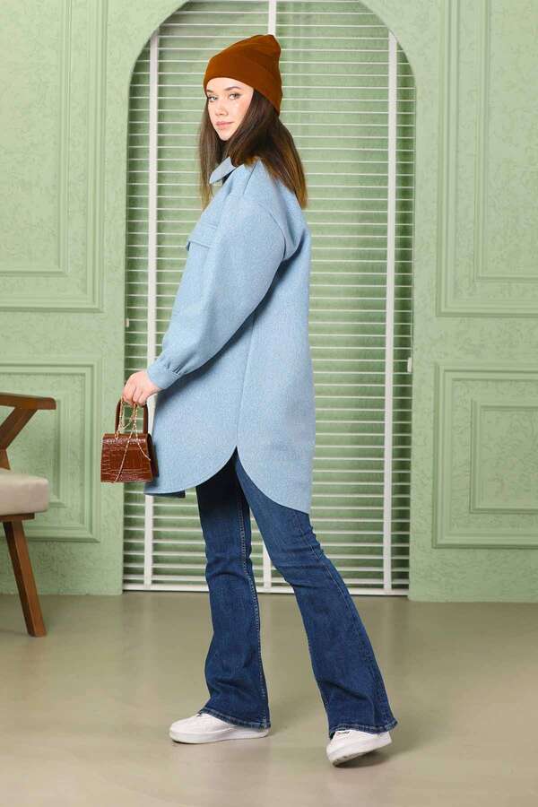 Oversize Gömlek Ceket Bebe Mavisi - 8