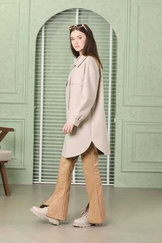 Oversize Gömlek Ceket Taş - 5