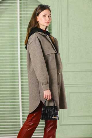 Oversize Gömlek Ceket Toprak - 4