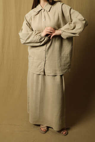 Oversıze Gömlek Etek Takım Taş - 3