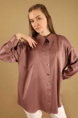 Oversize Gömlek Gül Kurusu - 4