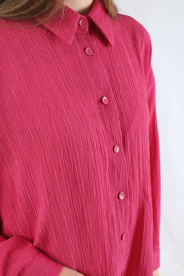 Oversize Gömlek Takım Fuşya - 4