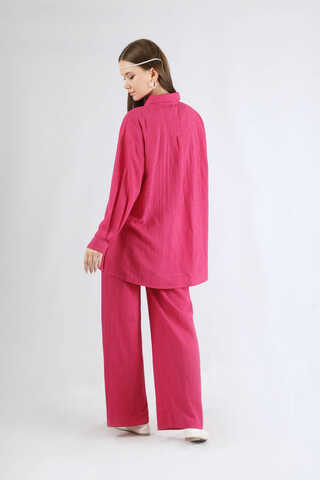 Oversize Gömlek Takım Fuşya - 5