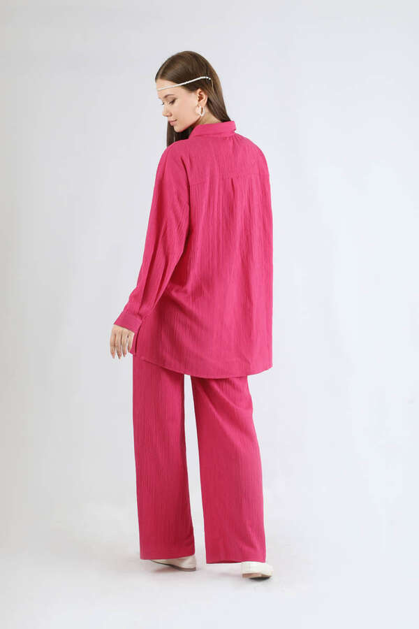 Oversize Gömlek Takım Fuşya - 5