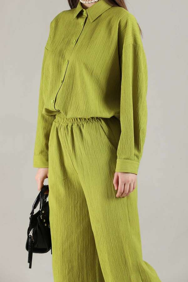 Oversize Gömlek Takım Yağ Yeşili - 4