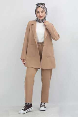Oversize Jacket Pants Set Camel - 5
