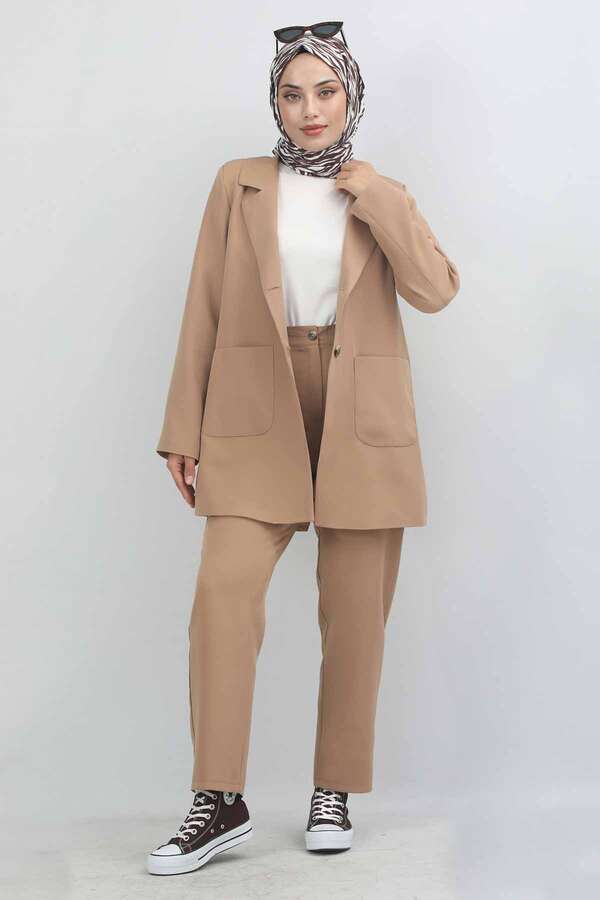 Oversize Jacket Pants Set Camel - 5