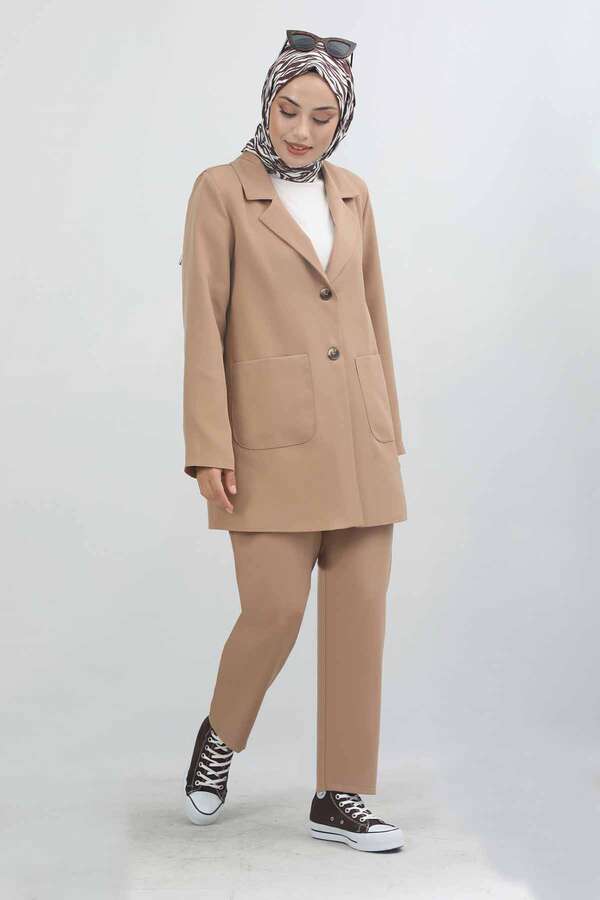 Oversize Jacket Pants Set Camel - 6