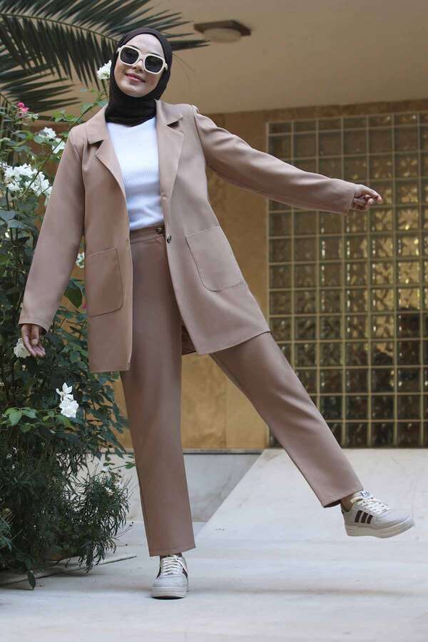 Oversize Jacket Pants Set Camel - 3