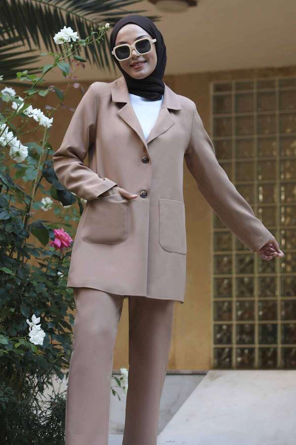 Oversize Jacket Pants Set Camel - 1