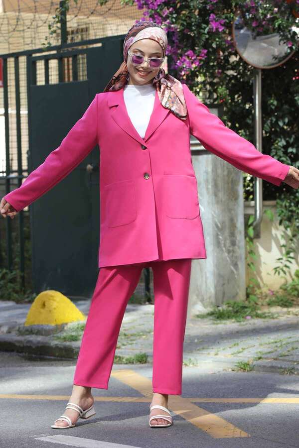 Oversize Jacket Pants Set Fuchsia - 1