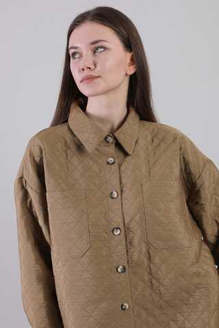 Oversize Kapitone Gömlek Camel - 5