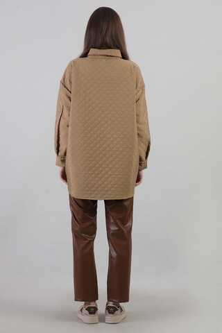 Oversize Kapitone Gömlek Camel - 6