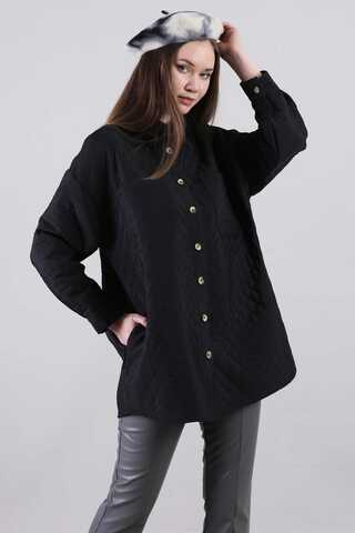 Oversize Kapitone Gömlek Siyah - 5