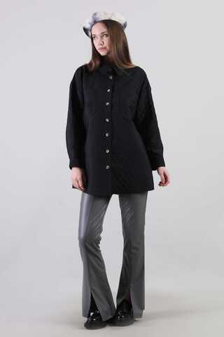 Oversize Kapitone Gömlek Siyah - 2