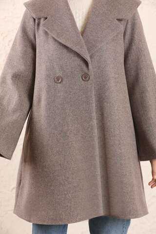 Oversize Kaşe Kaban Toprak - 4