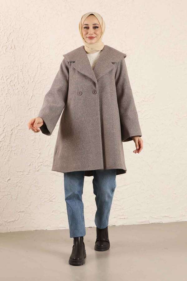 Oversize Kaşe Kaban Toprak 