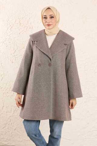 Oversize Kaşe Kaban Toprak - 2