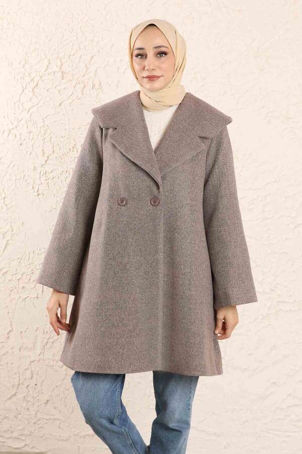 Oversize Kaşe Kaban Toprak - 2