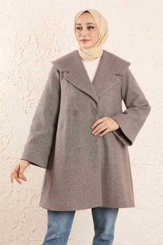 Oversize Kaşe Kaban Toprak - 3