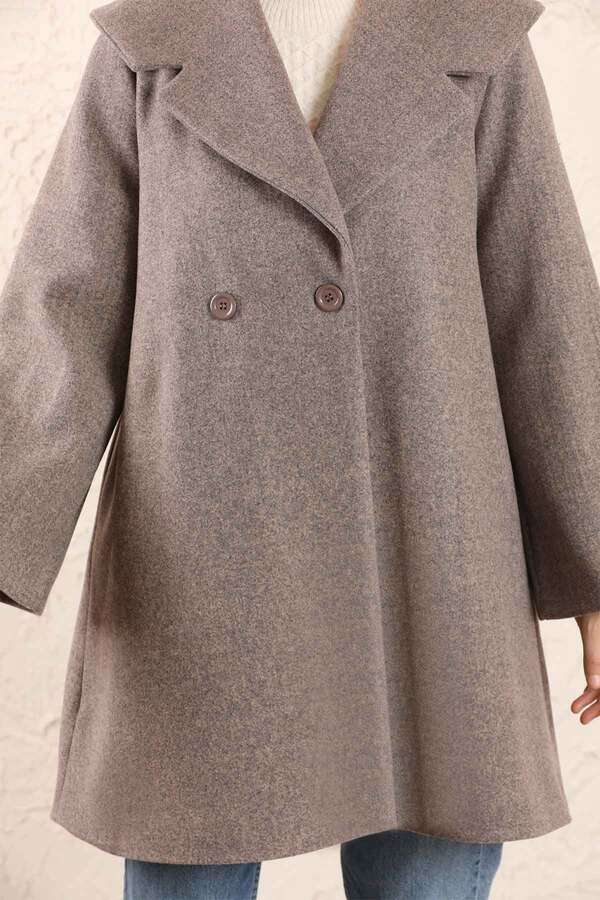 Oversize Kaşe Kaban Toprak - 4