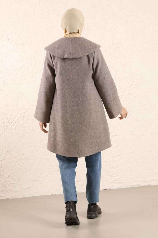 Oversize Kaşe Kaban Toprak - 5