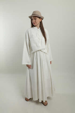 Oversıze Keten Etek Takım Beyaz - 4