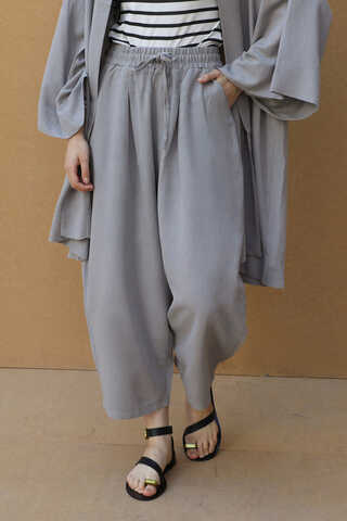 Oversıze  Keten Takım Gri - 3