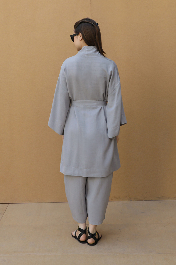 Oversıze  Keten Takım Gri - 9