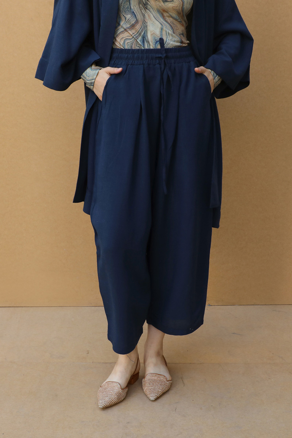 Oversıze  Keten Takım Lacivert - 4