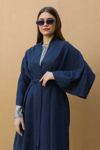 Oversıze  Keten Takım Lacivert - 6