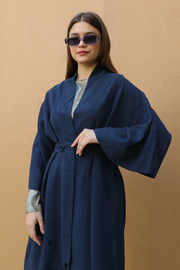 Oversıze  Keten Takım Lacivert - 6