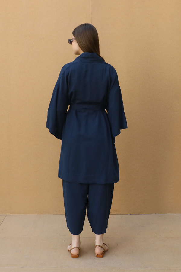 Oversıze  Keten Takım Lacivert - 8