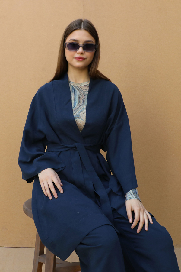 Oversıze  Keten Takım Lacivert - 7