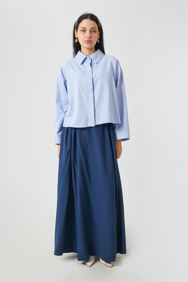 Oversize Kısa Gömlek Bebe Mavisi