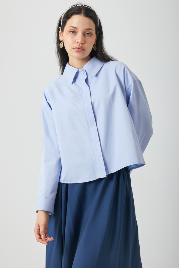 Oversize Kısa Gömlek Bebe Mavisi - 6